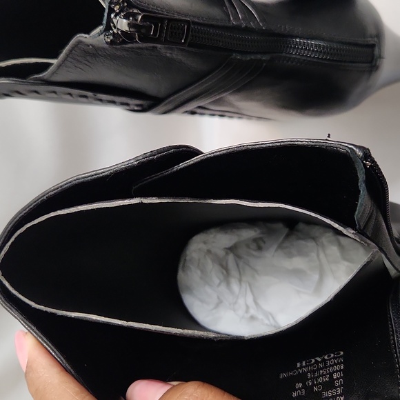 Coach Jessie Silky Nappa Black Leather Heeled Tassell Booties (W Size 10) - Picture 8 of 16